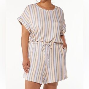 Plus Size Striped Romper Lounge Cato